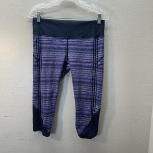 LULULEMON SZ 6 Vent It Out Crop Legging Space Dye Twist Print Running Athletic